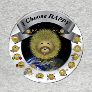 I Choose Happy With Moodzie - Grey T-Shirt